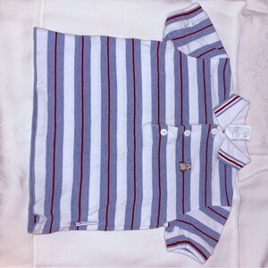 Little Me Blue and Red Striped Polo